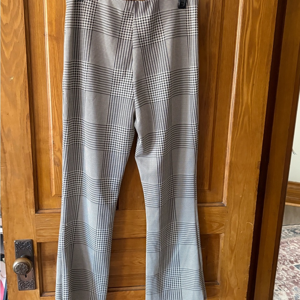 Zara Black and White Plaid Boot Cut Pants - Picture 2 of 2